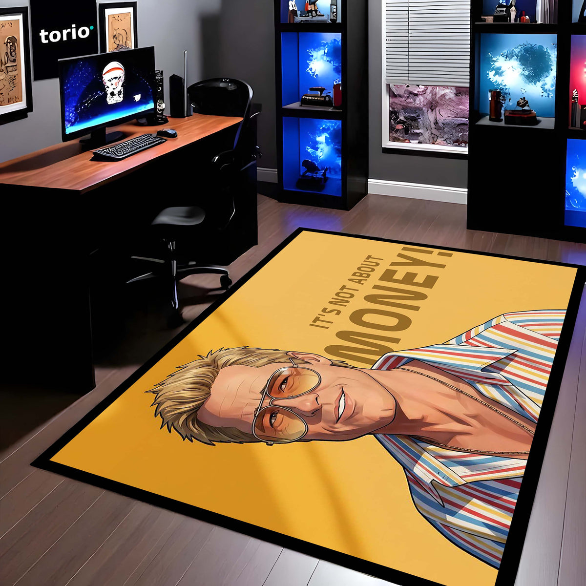 Kento Nanami Anime Quote Area Flat Rug | Jujutsu Sorcerer Inspired Floor Mat | “It’s Not About Money” Anime Style Flat Rug for Bedroom, Gaming Room & Otaku Decor