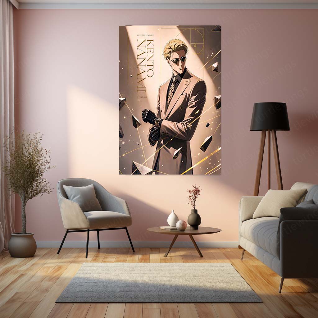 Anime Metal Poster | Kento Nanami Luxury Suit Metal Poster | Jujutsu Kaisen Anime Wall Art | Premium Character Metal Print