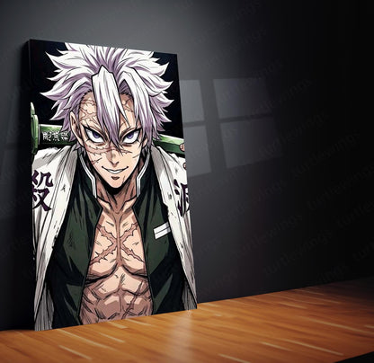 Anime Metal Poster Set of 3 | Sanemi Shinazugawa Demon Slayer Triptych Wall Art