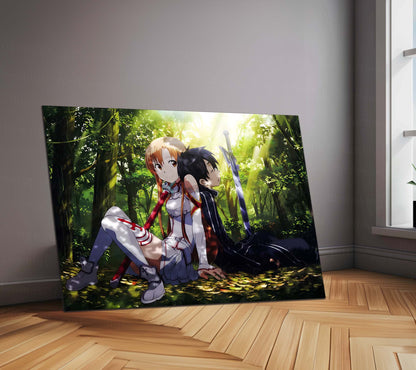Anime Metal Poster | Kirito & Asuna Anime Metal Poster | Sword Art Online Wall Art