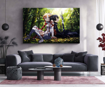 Anime Metal Poster | Kirito & Asuna Anime Metal Poster | Sword Art Online Wall Art