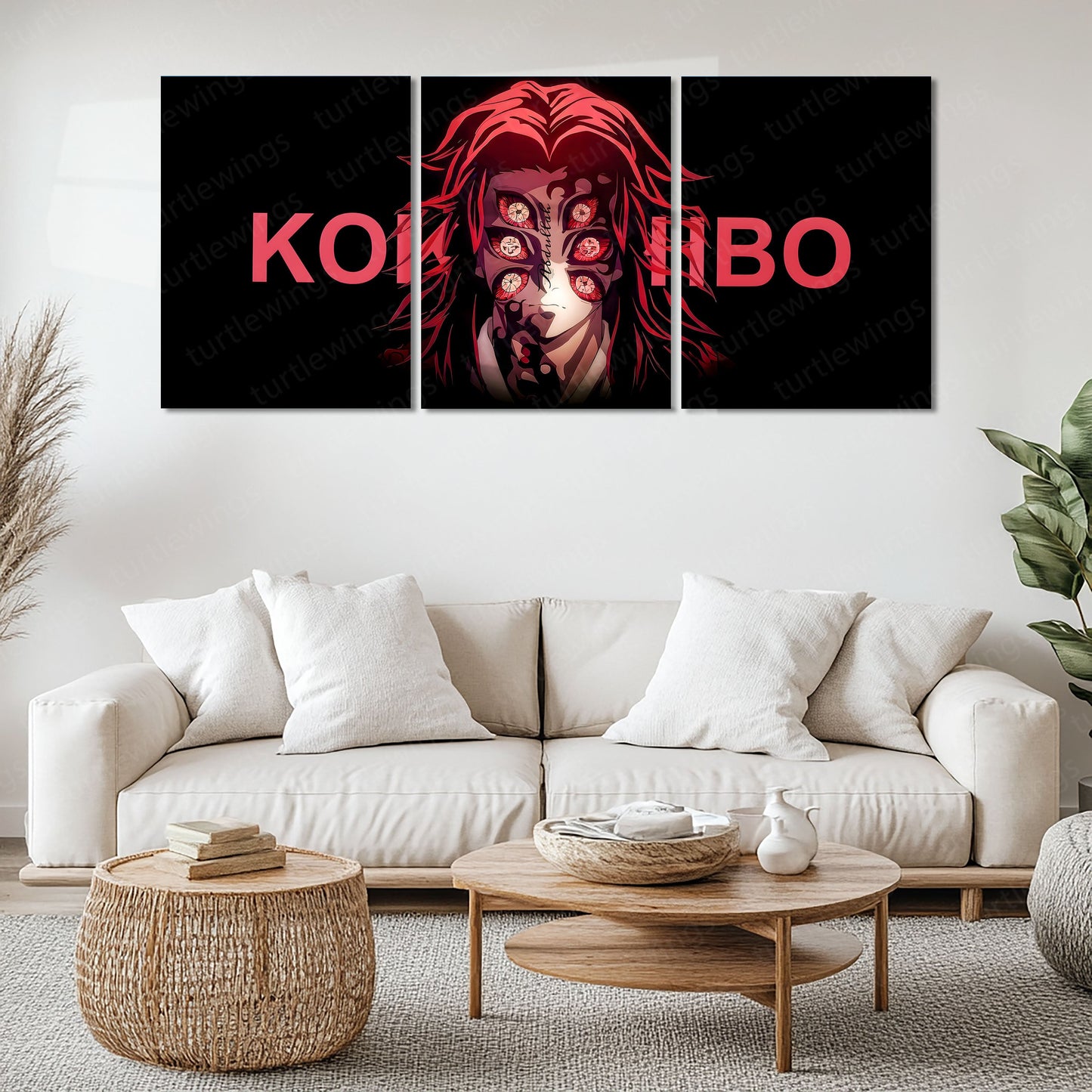 Anime Metal Poster Set of 3 | Kokushibo Upper Moon Demon Triptych Wall Art