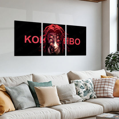 Anime Metal Poster Set of 3 | Kokushibo Upper Moon Demon Triptych Wall Art