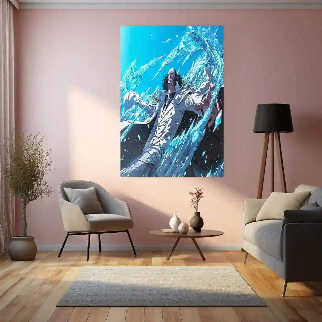 Anime Metal Poster | Kuzan (Aokiji) | Ice Power Anime Wall Art | Calm Strength & Absolute Justice Metal Poster - TURTLEWINGS