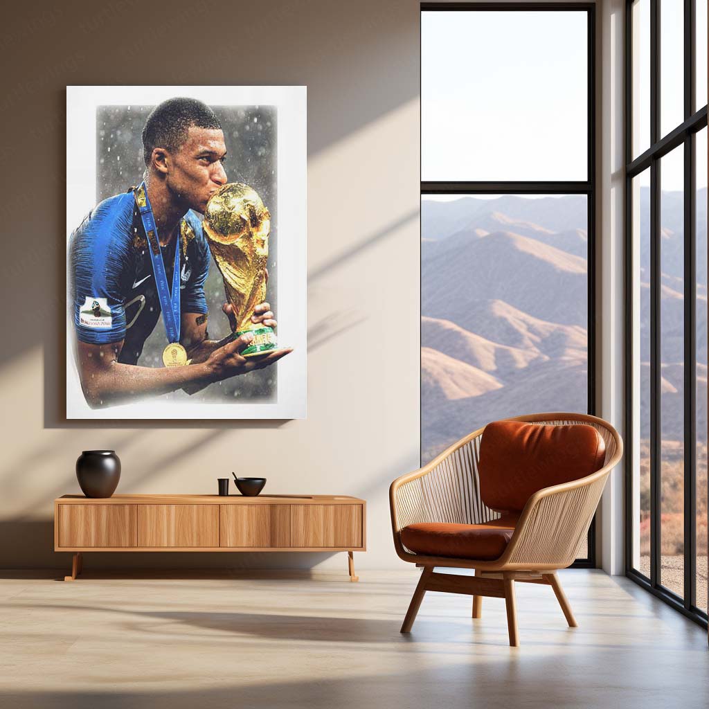 Kylian Mbappé France Metal Frame | World Cup Star Wall Art - TURTLEWINGS