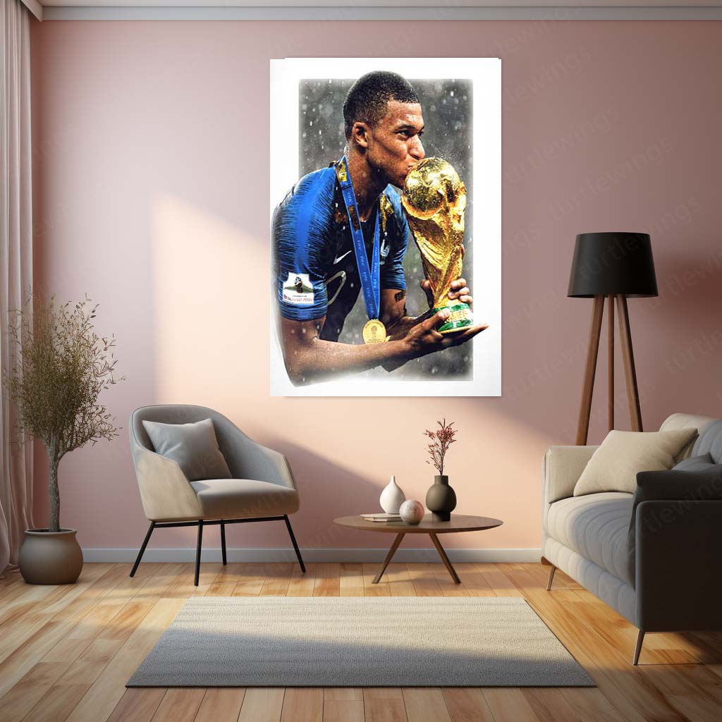 Kylian Mbappé France Metal Frame | World Cup Star Wall Art - TURTLEWINGS