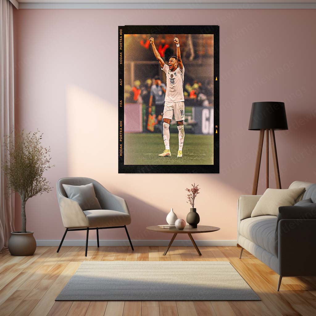 Kylian Mbappé France Metal Frame | World Cup Star Wall Art 02 - TURTLEWINGS
