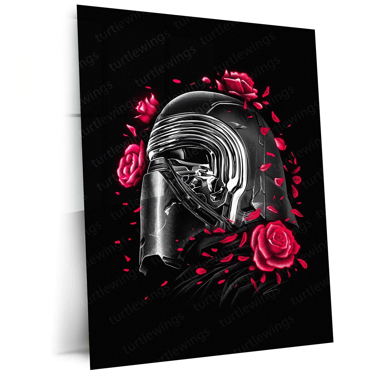 Kylo Ren Rose Metal Poster | Dark Sci-Fi Villain Wall Art  Galactic Dark Side Metal Frame by TurtleWings