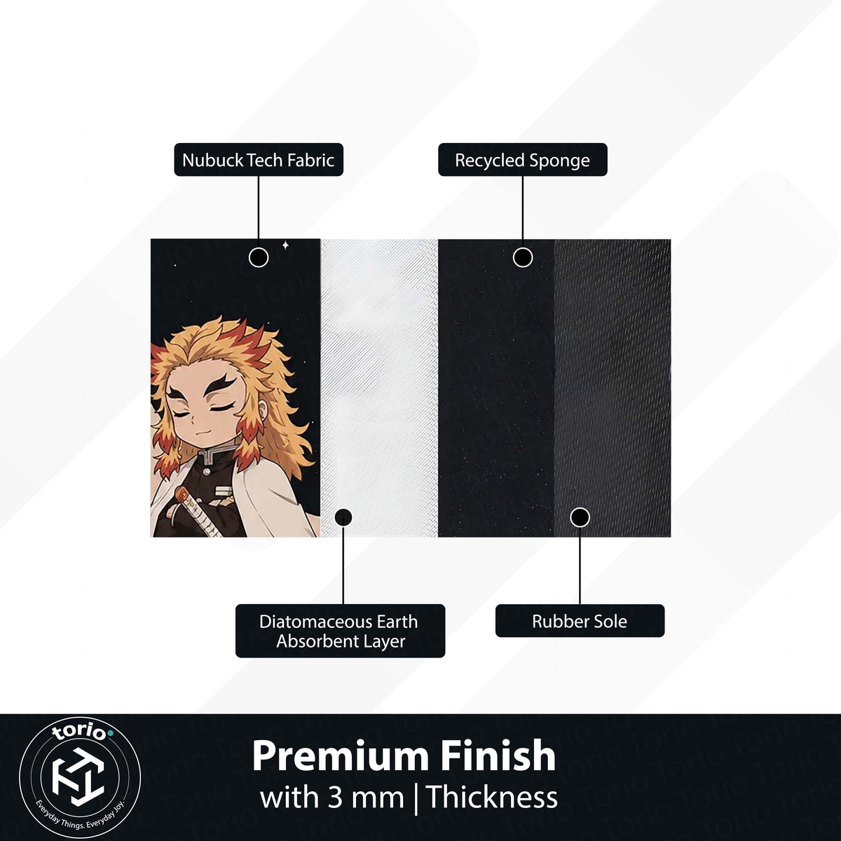 Kyojuro Rengoku Demon Slayer Area Flat Rug | Flame Hashira Moonlit Anime Area Flat Rug | Premium Anime Bedroom & Gaming Room Floor Decor