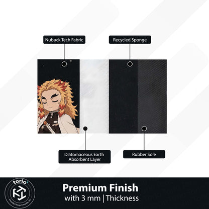 Kyojuro Rengoku Demon Slayer Area Flat Rug | Flame Hashira Moonlit Anime Area Flat Rug | Premium Anime Bedroom & Gaming Room Floor Decor