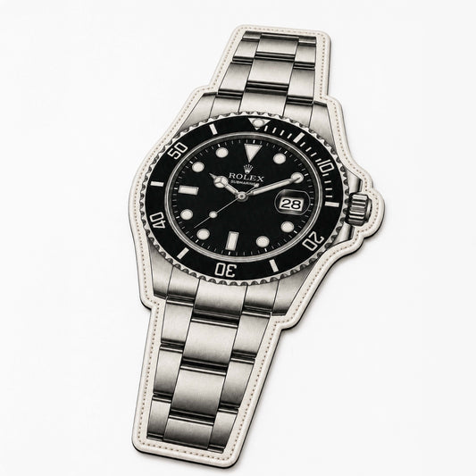 Luxury Rolex Submariner Watch Flat Rug | Stainless Steel Luxury Watch Area Flat Rug | Premium Timepiece Floor Mat for Bedroom, Gaming Room & Collector Décor
