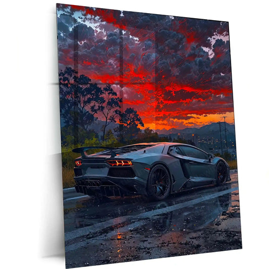 Car Metal poster | Lamborghini Black Metal Poster | Luxury Supercar Wall Art - TURTLEWINGS