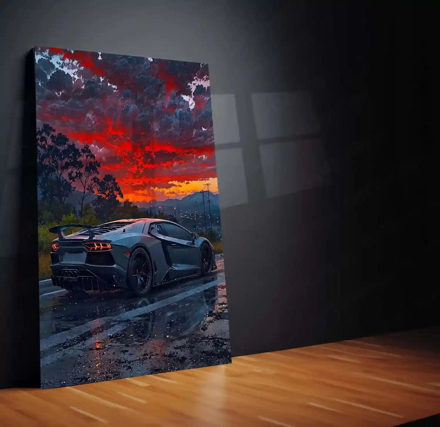 Car Metal poster | Lamborghini Black Metal Poster | Luxury Supercar Wall Art - TURTLEWINGS