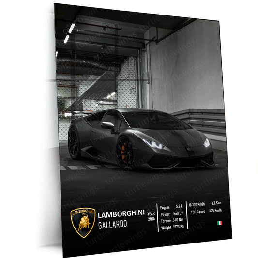 Lamborghini Black Metal Poster | Luxury Supercar Wall Art | Automotive Decor - TURTLEWINGS