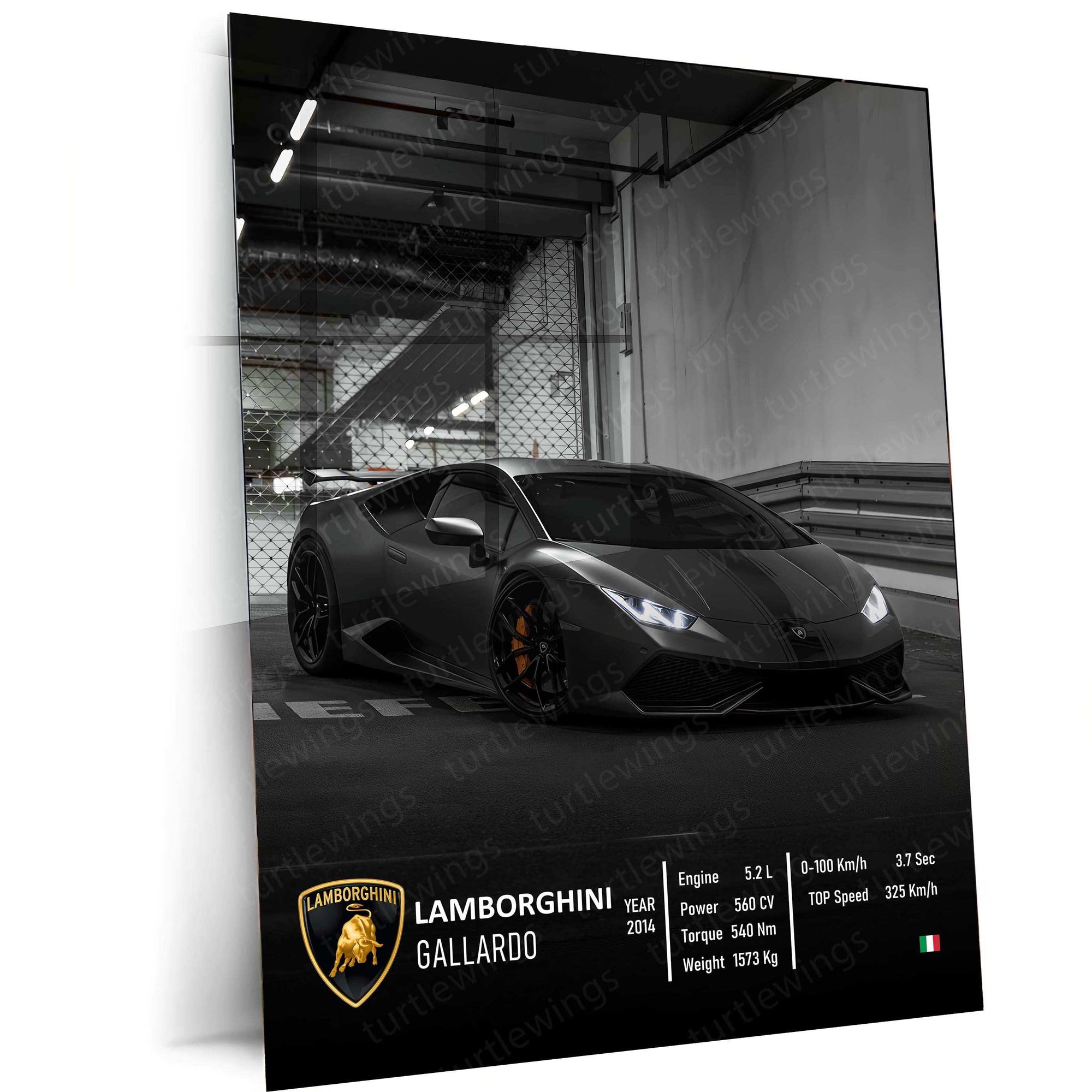 Lamborghini Black Metal Poster | Luxury Supercar Wall Art | Automotive Decor - TURTLEWINGS