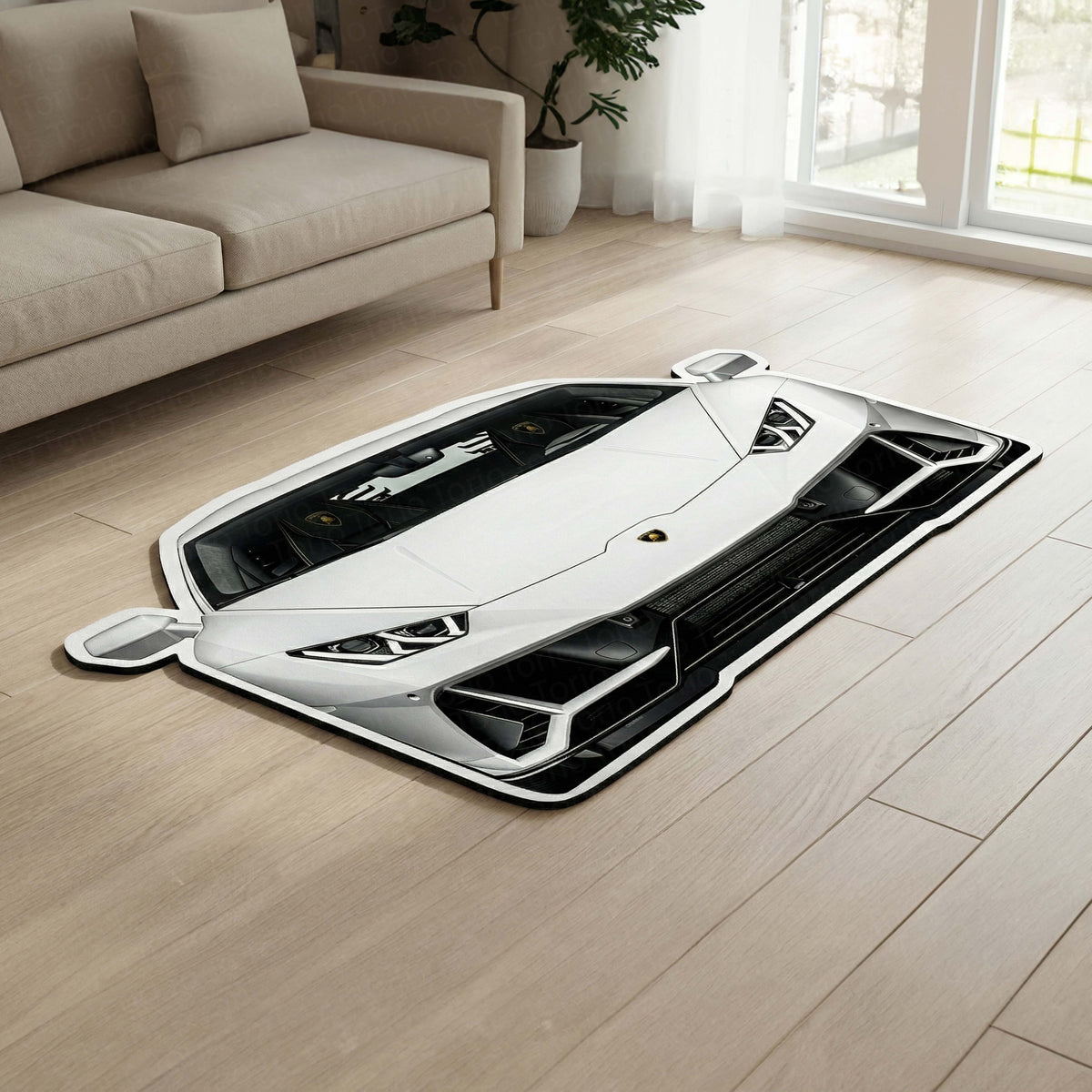 Lamborghini Inspired Floor Mat | Anti-Slip 3mm Absorbent Supercar Design Flat Rug | Easy Clean Waterproof Floor Mat for Home, Office & Garage