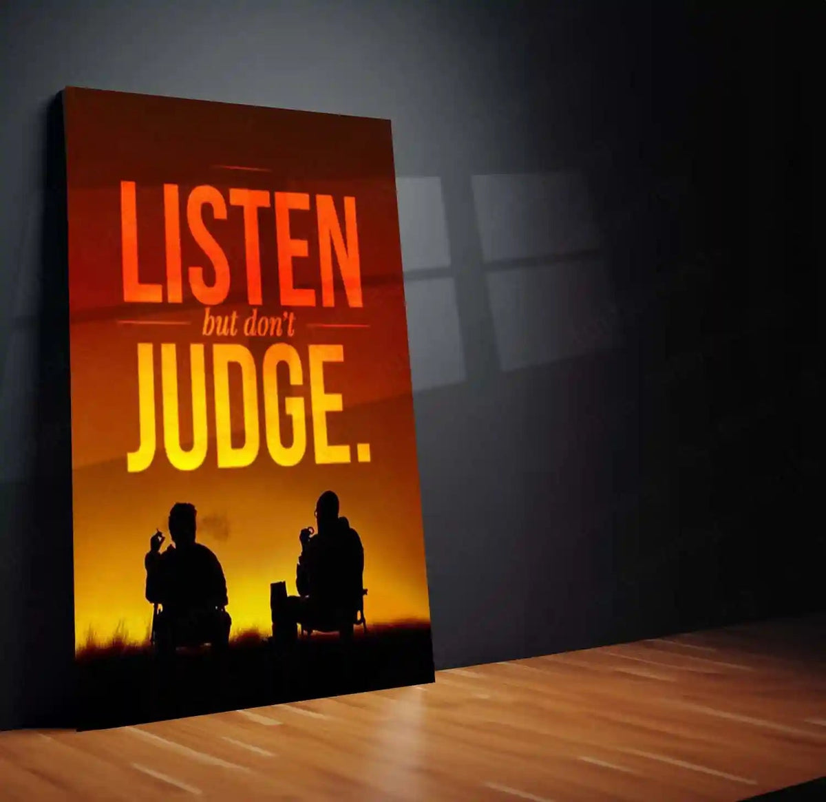 Quote Metal Poster | “LISTEN, but don’t JUDGE.” Quote Metal Frame Wall Art | Minimal Motivation & Mindset Poster - TURTLEWINGS 
