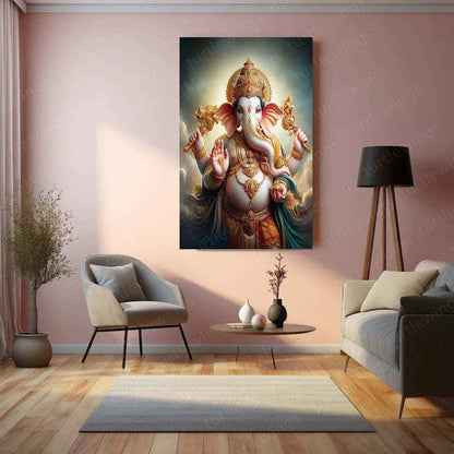 Lord Ganesh Metal Poster – Divine Hindu Wall Art | Spiritual Home & Temple Deco - TURTLEWINGS