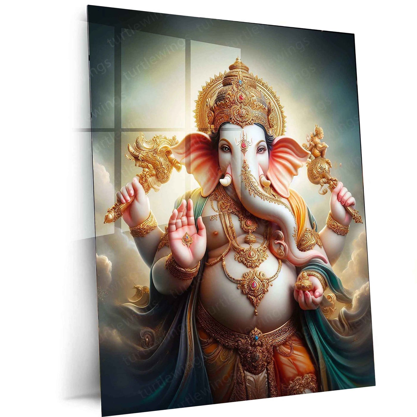 Lord Ganesh Metal Poster – Divine Hindu Wall Art | Spiritual Home & Temple Deco - TURTLEWINGS