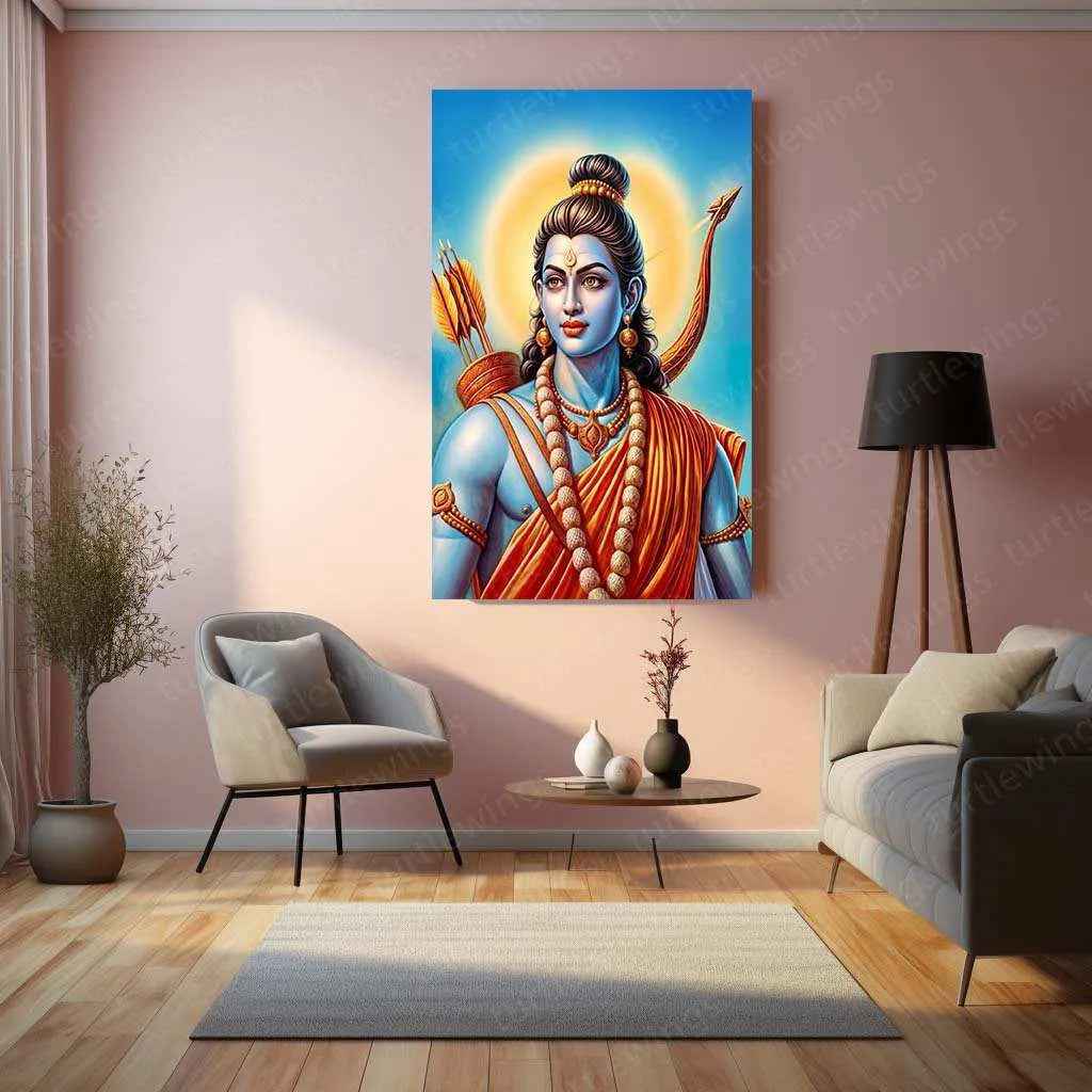 Lord Ram Metal Poster – Divine Hindu Wall Art | Shri Ram Mandir Inspired Decor - TURTLEWINGS
