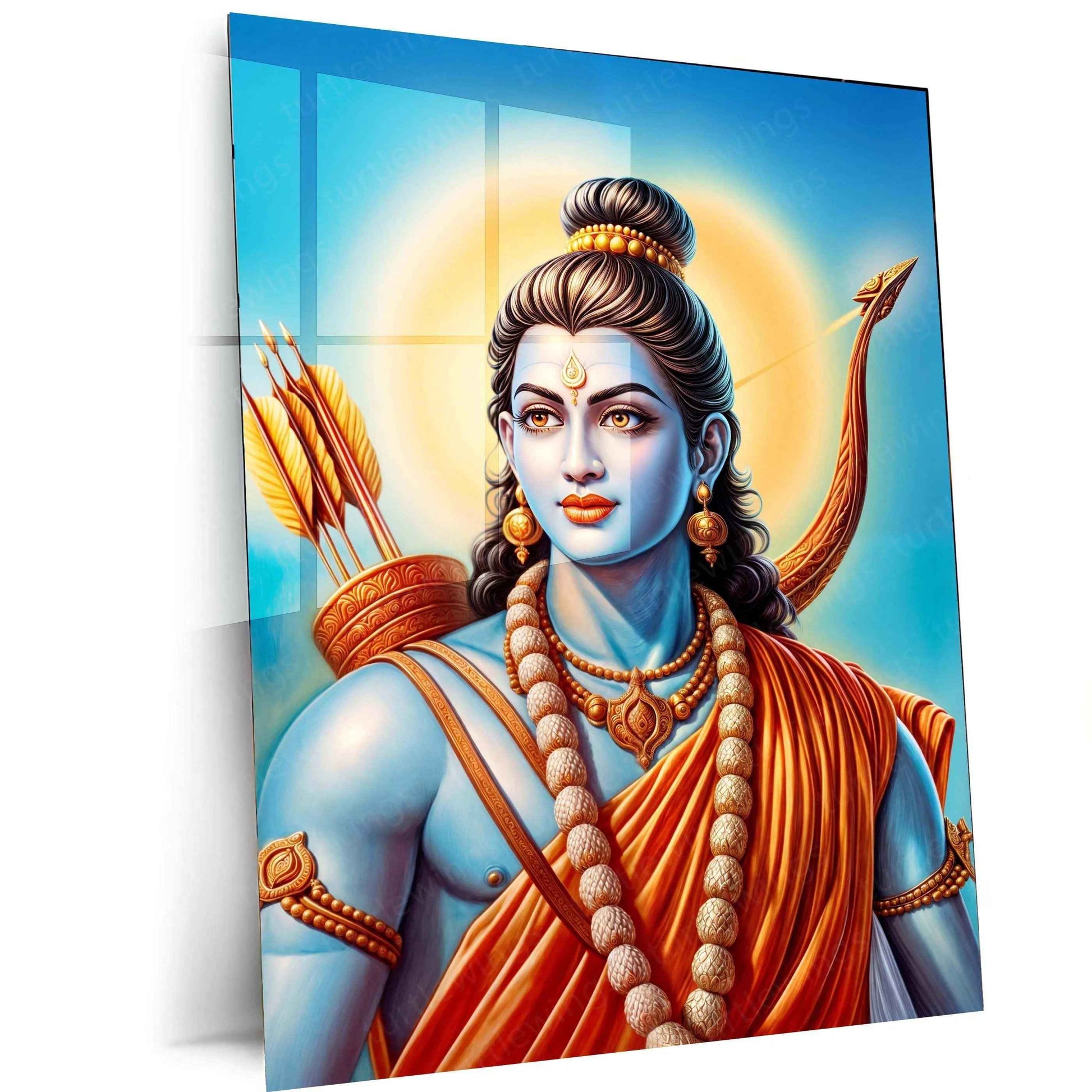 Lord Ram Metal Poster – Divine Hindu Wall Art | Shri Ram Mandir Inspired Decor - TURTLEWINGS