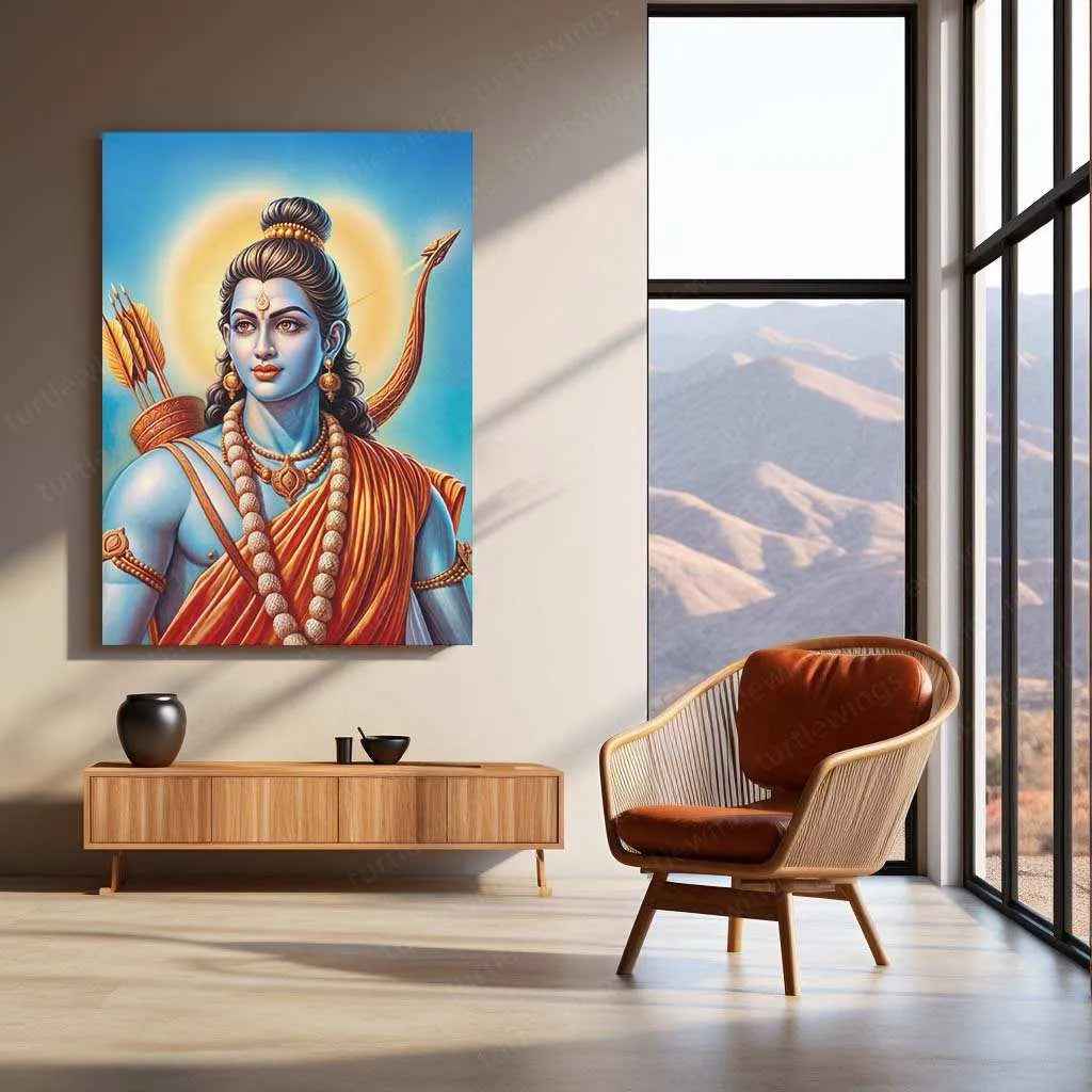 Lord Ram Metal Poster – Divine Hindu Wall Art | Shri Ram Mandir Inspired Decor - TURTLEWINGS