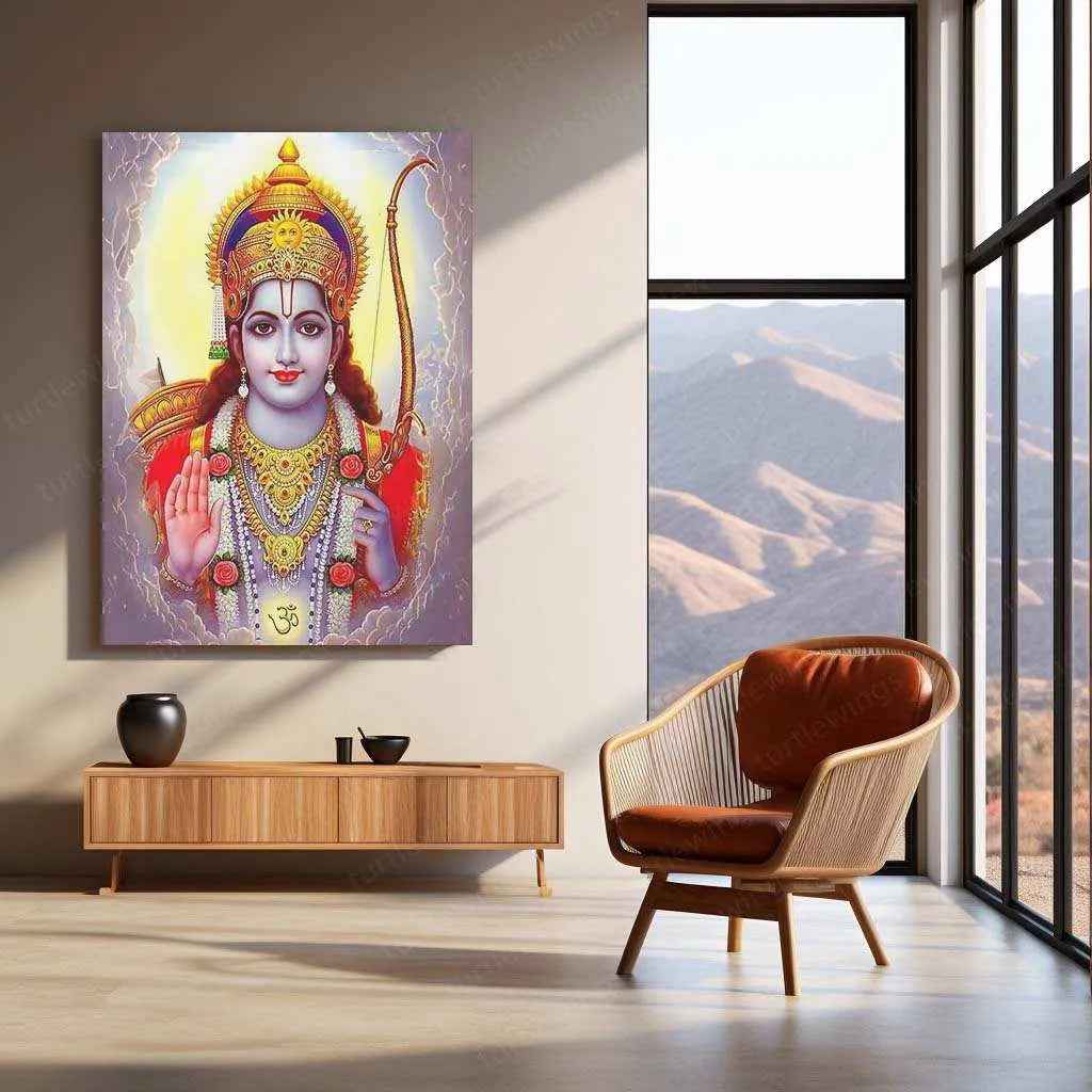 Lord Ram Metal Poster – Divine Hindu Wall Art | Shri Ram Mandir Inspired Decor 3 - TURTLEWINGS