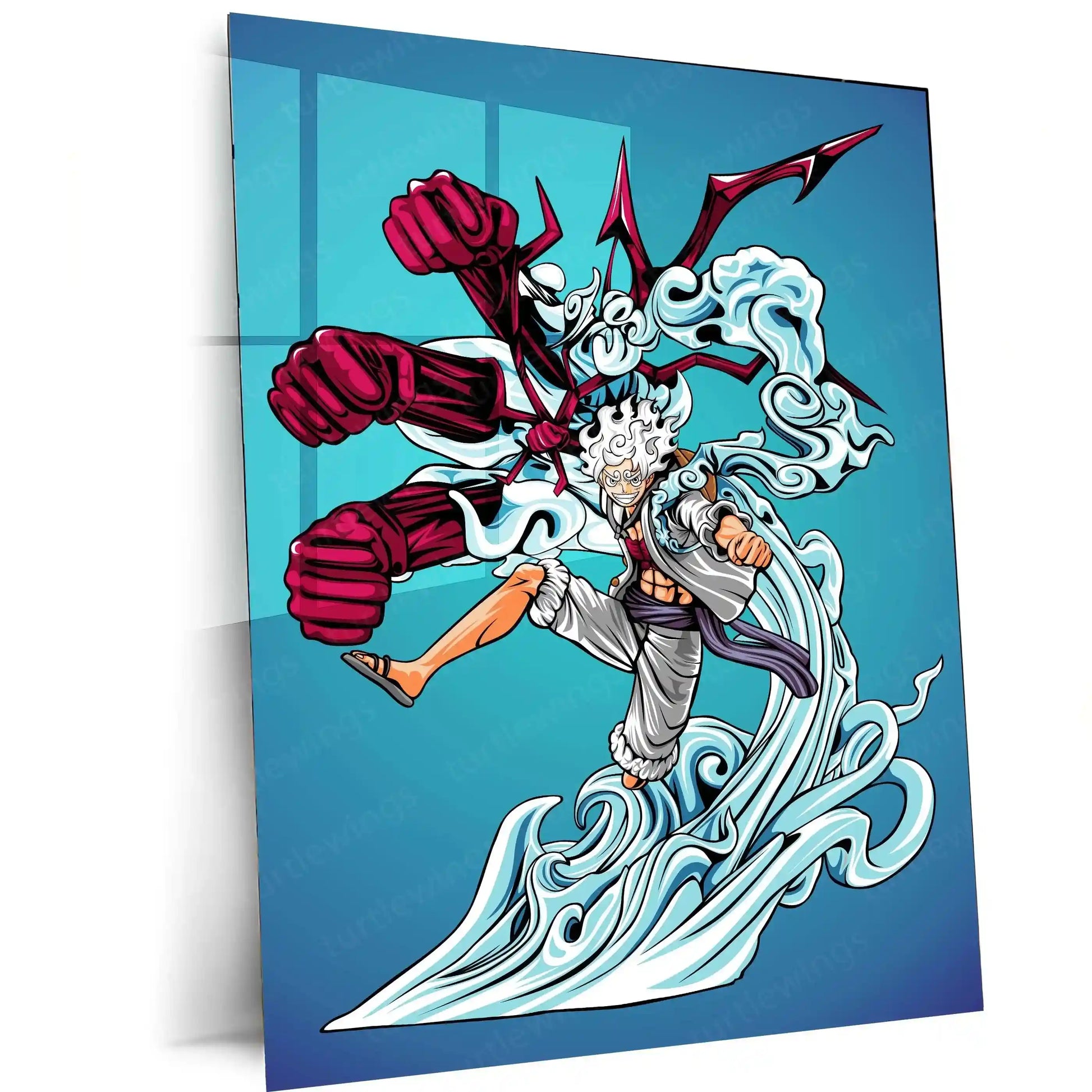 Anime Metal Poster | Luffy Gear 5 Metal Poster | One Piece Wall Art | Nika Transformation Anime Decor - TURTLEWINGS
