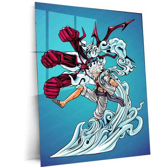 Anime Metal Poster | Luffy Gear 5 Metal Poster | One Piece Wall Art | Nika Transformation Anime Decor - TURTLEWINGS
