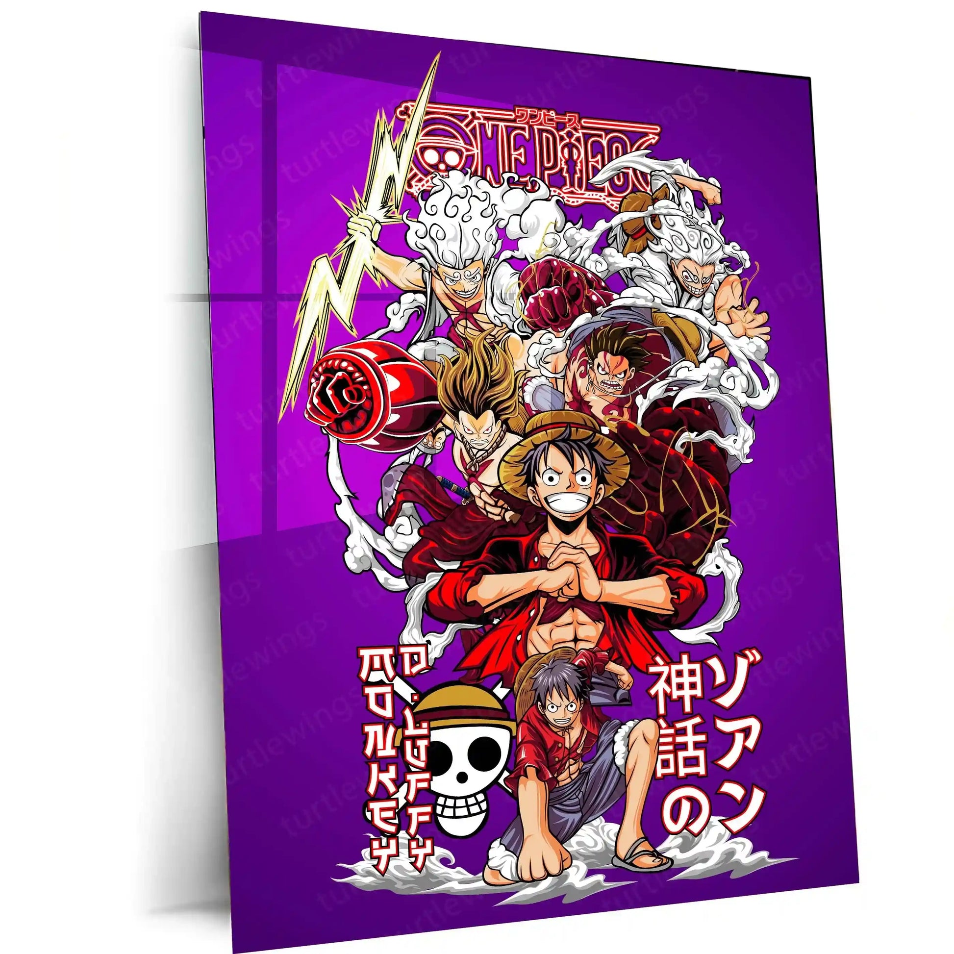 Anime Metal Poster | Luffy Gear All Metal Poster | One Piece Wall Art | Nika Transformation Anime Decor - TURTLEWINGS