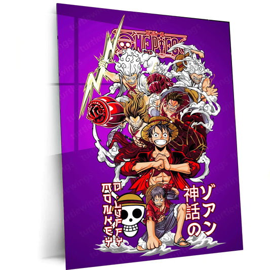 Anime Metal Poster | Luffy Gear All Metal Poster | One Piece Wall Art | Nika Transformation Anime Decor - TURTLEWINGS