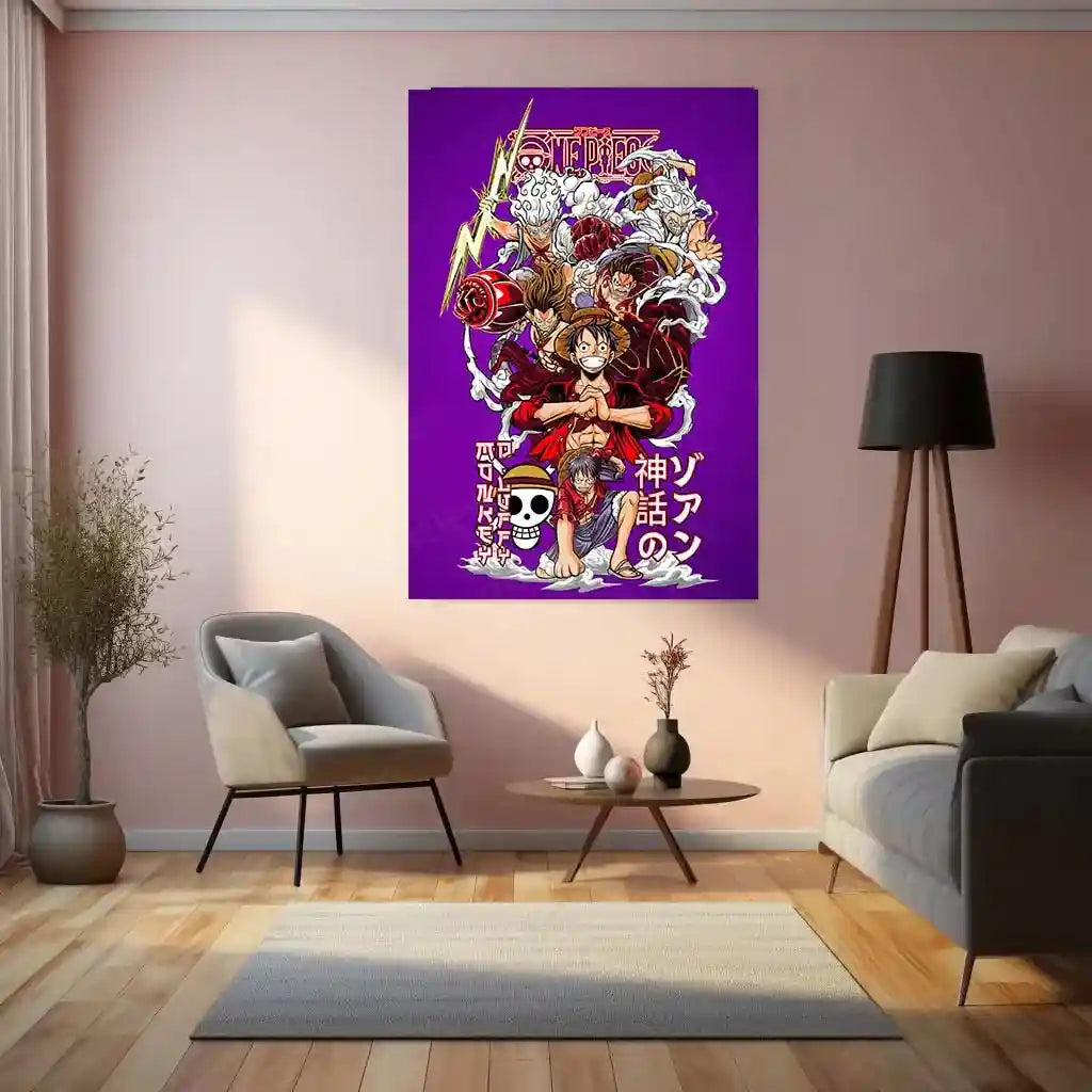 Anime Metal Poster | Luffy Gear All Metal Poster | One Piece Wall Art | Nika Transformation Anime Decor - TURTLEWINGS
