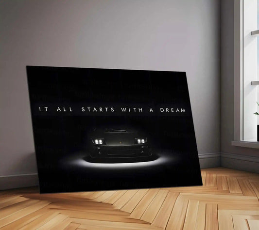 Car Metal Poster | Lamborghini Diablo – It All Starts With a Dream | Legacy, Ambition & Supercar Icon Metal Frame - TURTLEWINGS 