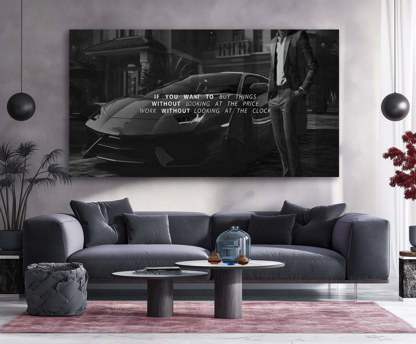 Lamborghini Aventador – Work Without Looking At The Clock | Success Mindset Metal Frame - TURTLEWINGS