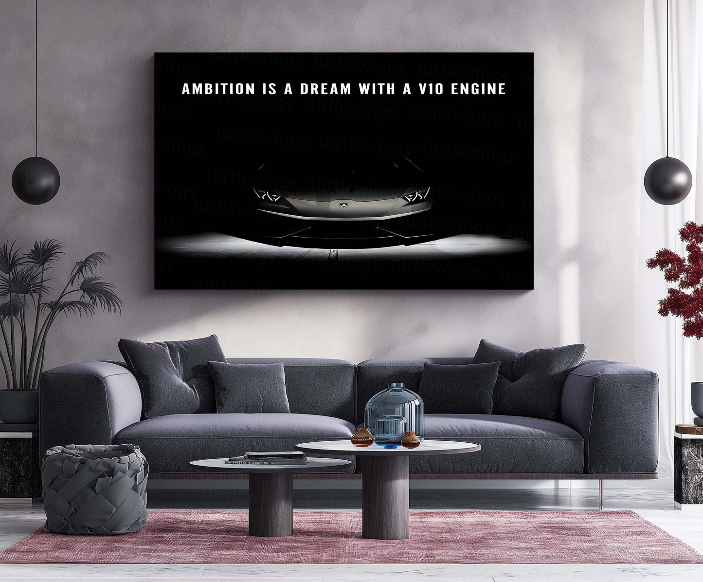 Ambition Is a Dream With a V10 Engine – Motivational Metal Poster | Supercar Wall Art