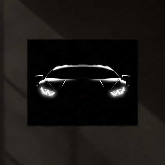 Lamborghini Silhouette – Apex Predator Neon LED Metal Poster | Supercar Glow Edition | Luxury Automotive Wall Art - TURTLEWINGS