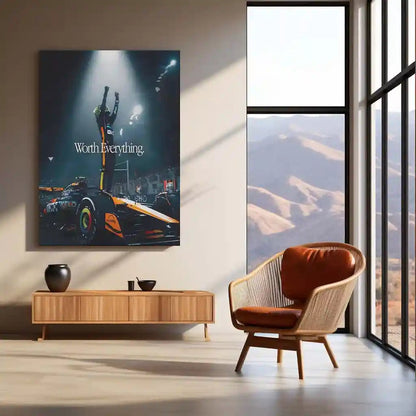 Car Metal Poster | Lando Norris – Worth Everything | Relentless Belief & Modern Racer Mindset Metal Frame - TURTLEWINGS