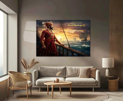 Chhatrapati Shivaji Maharaj Metal Frame | Warrior King Wall Art | Metal Frame 11 - TURTLEWINGS