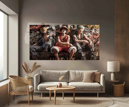 Luffy, Zoro & Sanji Metal Poster | One Piece Trio Wall Art | Straw Hat Pirates Decor - TURTLEWINGS