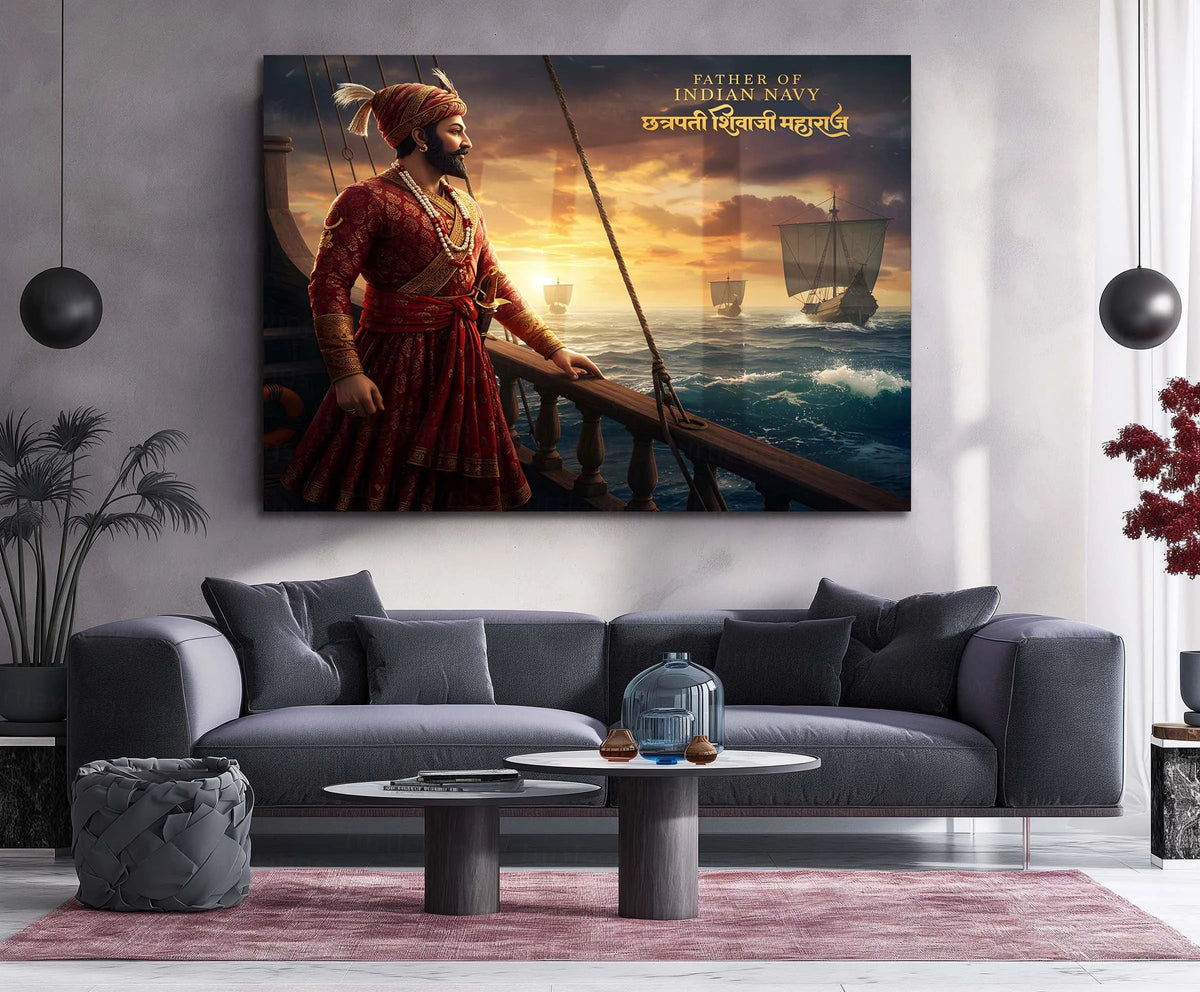 Chhatrapati Shivaji Maharaj Metal Frame | Warrior King Wall Art | Metal Frame 11 - TURTLEWINGS