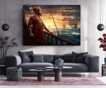 Chhatrapati Shivaji Maharaj Metal Frame | Warrior King Wall Art | Metal Frame 11 - TURTLEWINGS