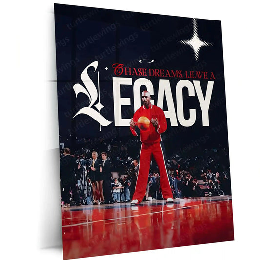 Quote Metal Poster | Michael Jordan – Legacy Over Dreams Metal Frame | GOAT Mentality Basketball Wall Art | Champion Legacy Quote Metal Poster - TURTLEWINGS