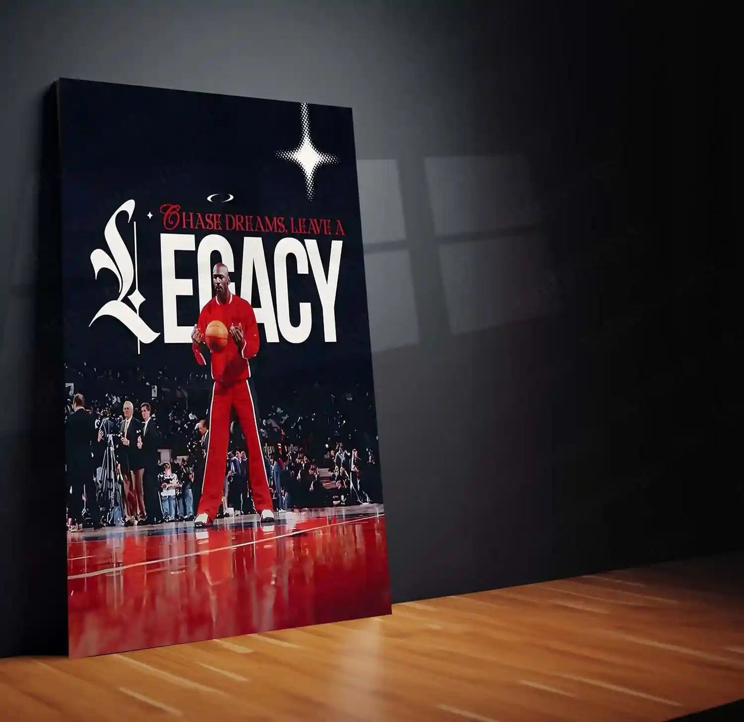 Quote Metal Poster | Michael Jordan – Legacy Over Dreams Metal Frame | GOAT Mentality Basketball Wall Art | Champion Legacy Quote Metal Poster - TURTLEWINGS