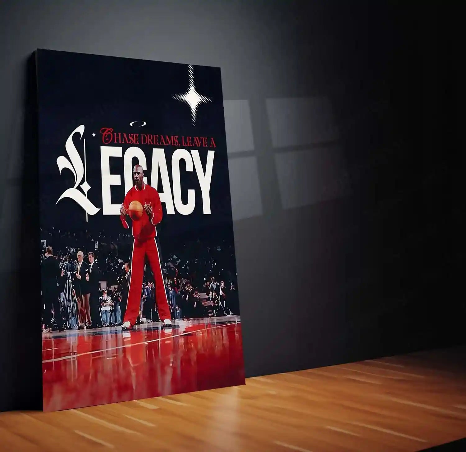 Quote Metal Poster | Michael Jordan – Legacy Over Dreams Metal Frame | GOAT Mentality Basketball Wall Art | Champion Legacy Quote Metal Poster - TURTLEWINGS