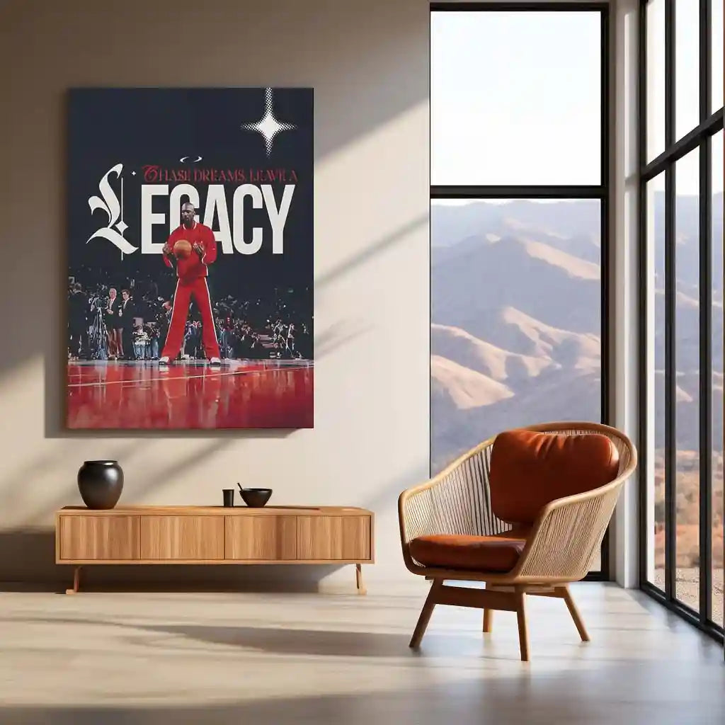 Quote Metal Poster | Michael Jordan – Legacy Over Dreams Metal Frame | GOAT Mentality Basketball Wall Art | Champion Legacy Quote Metal Poster - TURTLEWINGS