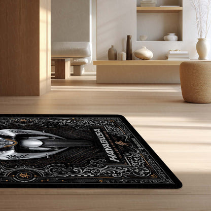 Suzuki Hayabusa Ornate Area Flat Rug | Luxury Superbike Persian Style Flat Rug for Living Room, Gaming Room & Motorcycle Decor