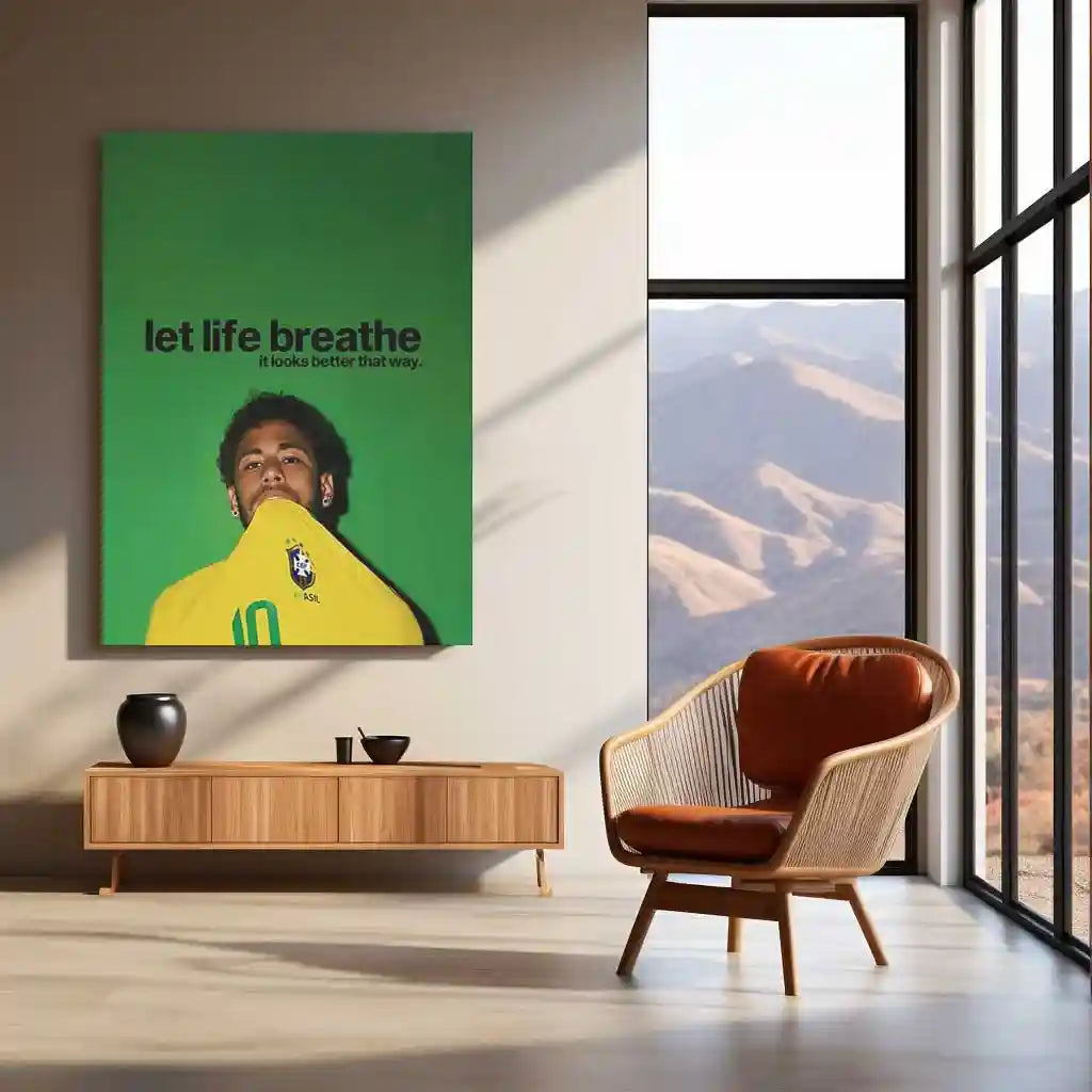 Quote Metal Poster | Let Life Breathe | Calm Living, Mindfulness & Slow-Life Metal Frame - TURTLEWINGS 