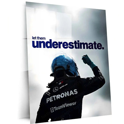 Quote Metal Poster | George Russell – Let Them Underestimate Metal Frame Quiet Confidence & Prove-It-Later Mindset Wall Art | Modern F1 Quote Metal Poster - TURTLEWINGS