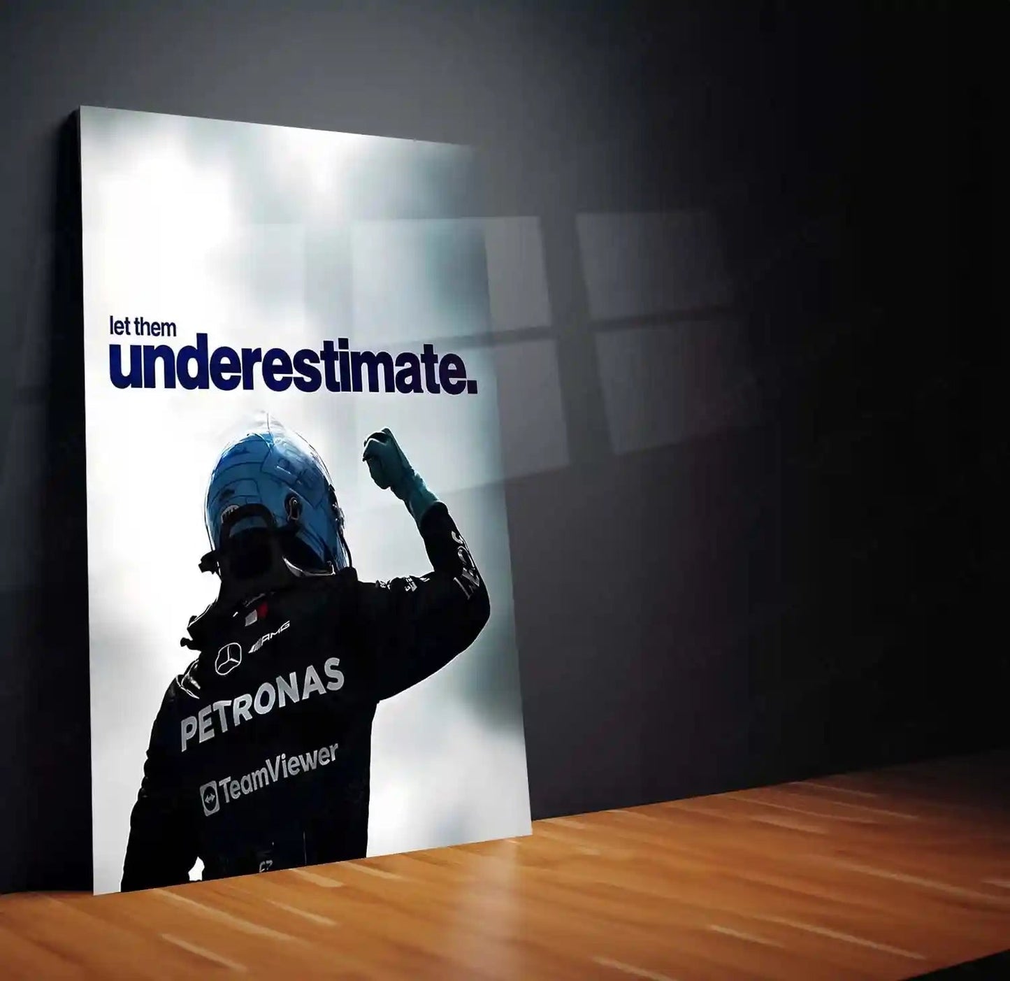 Quote Metal Poster | George Russell – Let Them Underestimate Metal Frame Quiet Confidence & Prove-It-Later Mindset Wall Art | Modern F1 Quote Metal Poster - TURTLEWINGS