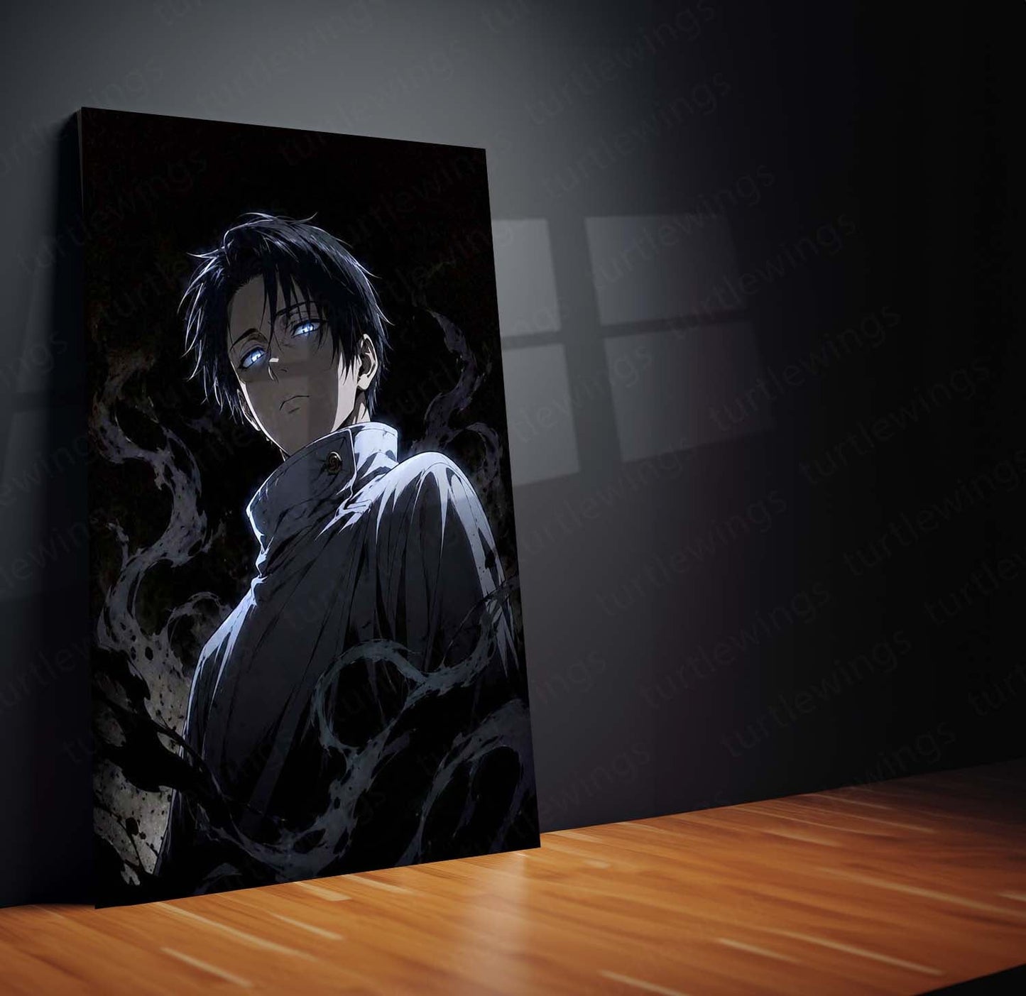 Levi Ackerman Shadow Gaze Metal Poster | Dark Anime Wall Art | Attack on Titan Inspired